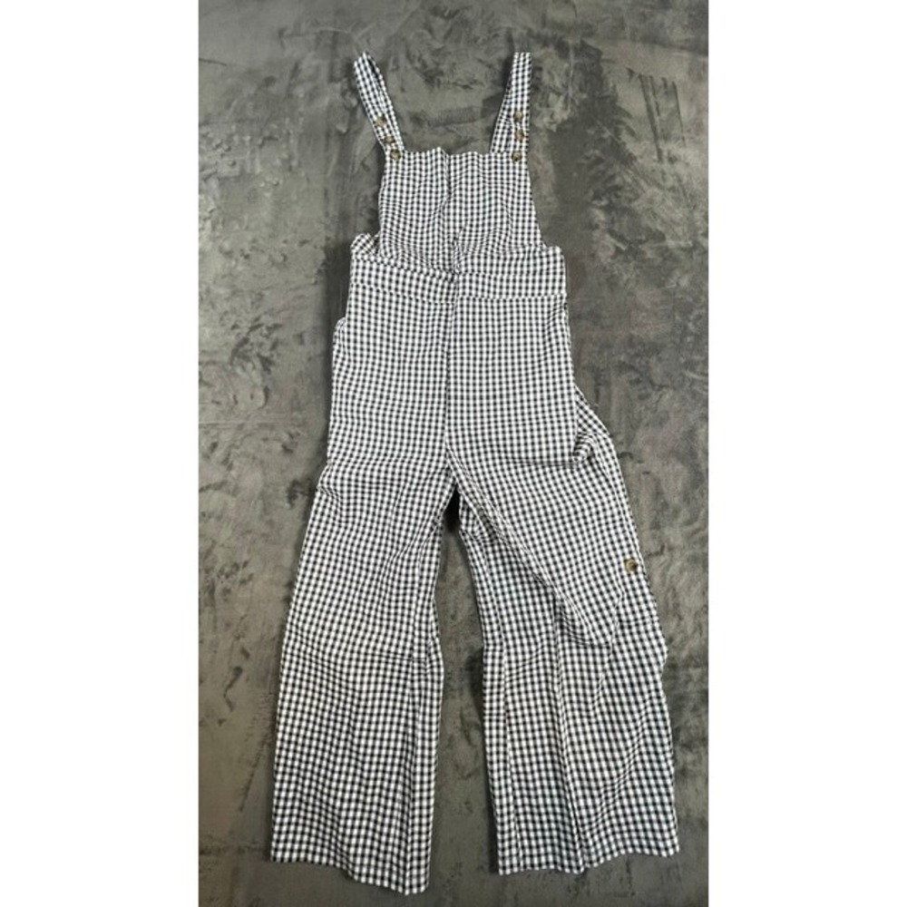 Halara Easy Peezy Gingham Baggy Overalls Adjustable Straps Black White Large